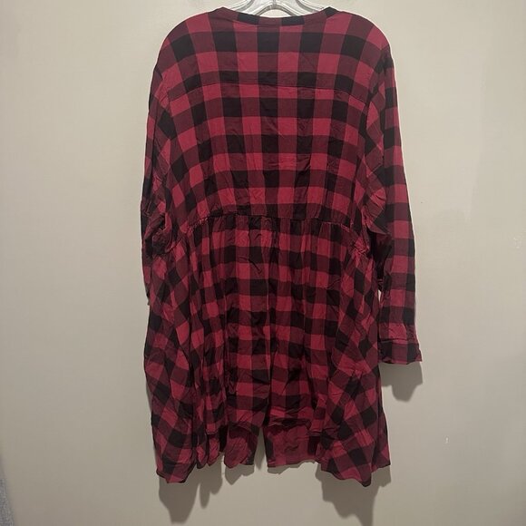 Torrid Babydoll Button Up Top Women 4X Buffalo Plaid Grunge Preppy Academia - Picture 6 of 9